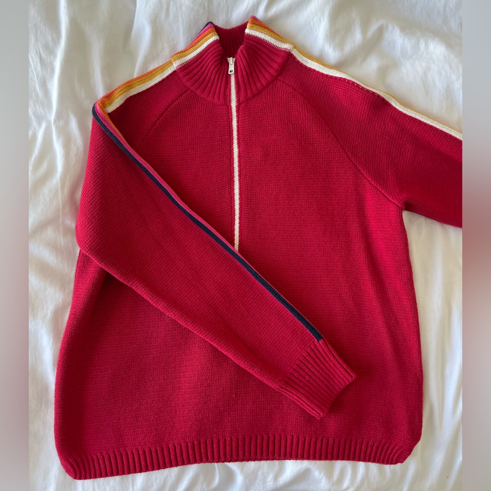 Marine Layer Women’s Red Quarter Zip Sweater